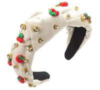 PEVive Élégant bandeau large pour femme en cristal percé avec des fruits - Serre-tête de voyage antidérapant - Bandeau noué pour fille