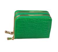 PEVive Petit portefeuille contemporain pour femme avec fermeture éclair sécurisée en relief PU 1eather porte-cartes, vert