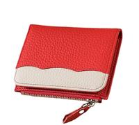 PEVive Petit portefeuille élégant pour femme avec blocage portable et porte-monnaie en polyuréthane pour femme, Rouge