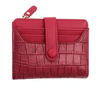 PEVive Petit portefeuille pour femme en polyuréthane avec fermeture éclair, Rouge