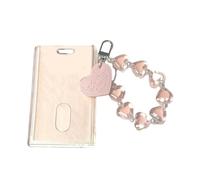 PEVive Porte-carte photo en acrylique transparent pour carte d'étudiant avec porte-clés, a