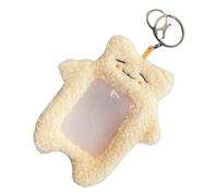 PEVive Porte-cartes photo en peluche avec porte-clés Motif ours et chats, Ours jaune.