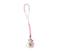 PEVive Porte-clés élégant en forme de chat porte-bonheur en céramique, accessoire pour le bonheur et le bien, rose, As detailed discription