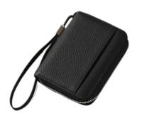 PEVive Portefeuille court avec fermeture éclair - Plusieurs emplacements pour cartes - Porte-monnaie - Porte-cartes de crédit - Pour le quotidien, Night Black