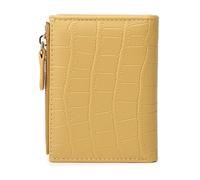 PEVive Portefeuille pour femme portable et tendance - Petit portefeuille pliable avec texture unique pour un usage quotidien, jaune