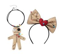 PEVive Serre-tête avec nœud papillon - Collier vaudou - C0sp1ay - Pour déguisements - Pour Ha110ween