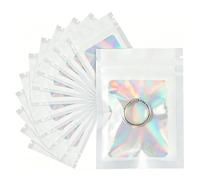Pevlkawr 100 Ziplock Bags Sachets Plastiques ZIP Blancs À Fermeture Éclair | Aluminium avec Fenêtre sachet bonbon 7 x 10 cm pochon plastique pour Stockage des Aliments, Emballage,Objets