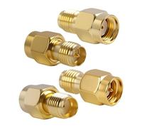 Pevlkawr 2 Paires Adaptateur SMA vers RP-SMA RF, Or, Mâle, pour antenne WiFi, routeur, Drone FPV, amplificateur de Signal, Radio, convertisseur coaxial 50 ohms, Haute précision