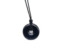 Pevlkawr Pendentif en Tourmaline Noire Et Obsidienne Avec Motif Beignet Pour L'harmonie Et La Protection De L'énergie 30mm Pierre Porte-bonheur Pour La Méditation Et La Vie Quotidienne