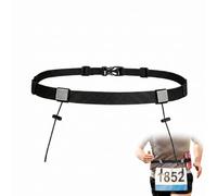 PEVRUAY Ceinture Porte-Dossard Running pour Triathlon et Marathon, Ceinture de Course Réglable avec Attaches pour Dossard et Porte-Gels, Idéal pour Course à Pied, Cyclisme et Trail - Noir