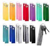 PEVRUAY Lot de 24 porte-clés en feutre coloré vierge avec anneau en acier inoxydable, pendentif en feutre vierge, porte-clés étiquetable pour bricolage, décoration, sacs, artisanat (13 x 3 cm)
