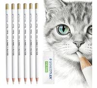 PEVRUAY Lot de 6 Crayon Gomme pour Artistes - Stylo Bois pour Dessin Charbon, Gomme Blanche pour Croquis et Révision - Étudiants et Professionnels Art Peinture Projets Artistiques