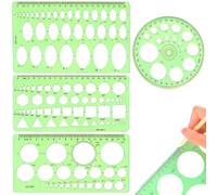 PEVRUAY Pochoir Circulaire, Gabarit de Mesure, Modèles de Mesure en Plastique, Règle Ronde pour Aide au Dessin, Géométrique Règle de Dessin de Cercle avec 36 Cercles pour Étudiants École Bureau 4pcs