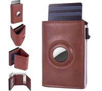 PEVRUAY Portefeuilles pour Homme avec Blocage RFID et Poche pour pièces de Monnaie, Porte-Cartes Pop-up AirTag pour Apple Air Tag, Portefeuille Intelligent avec Pince à Billets, Porte-Cartes pour