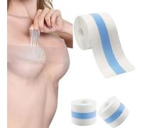PEVRUAY Remonte Sein Adhésif Invisible 5m x 5cm, Bande Adhésive Poitrine pour Soutien-Gorge Dos Nu et Décolleté, Boob Tape Push Up Respirant pour Femme Bonnet A-E, Blanc avec Ligne Bleue