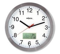 PEWETA Horloge murale radiocommandée blanc argent Aluminium, mat, Ø 30,0 cm