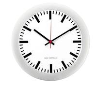 PEWETA Horloge murale radiocommandée Gare blanc argent Plastique, Ø 30,0 cm