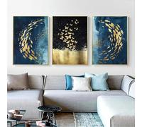 PEWFBS Impression sur toile minimaliste avec motif de poisson et papillon abstrait, style nordique, décoration murale pour couloir, salon, maison, 70 x 90 cm, sans cadre
