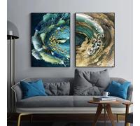 PEWFBS Impression sur toile représentant un paysage abstrait de poissons et de papillons de style chinois, affiche et tableau pour décoration de salon, 50 x 70 cm, sans cadre