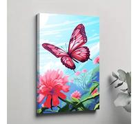 PEWFBS Peintures murales sur toile représentant des papillons et des fleurs, pour chambre à coucher, salon, couloir, affiche et impression, décoration de chambre, 40 x 60 cm, sans cadre