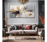 PEWFBS Toile murale abstraite dorée et grise, décoration murale pour salle de bain, salon, cuisine, chambre à coucher, bureau, 50 x 100 cm, sans cadre