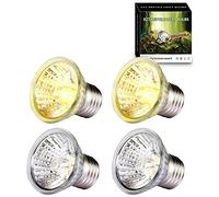 PewinGo 50W*4 Ampoules Chauffante Tortue, Ampoule UVA UVB Antidéflagrant, Ampoule Chauffage pour Lampe Reptile Aquarium, E27 Spectre Complet Halogène