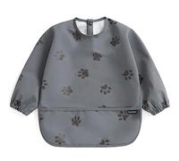 PewinGo Bavette de Sevrage Avec Manches Longues & BLW, Matière Douce et Agréable à la Peau, Imperméable, Facile à Nettoyer et Lavable en Machine, Pour Bébés, Infants en Bas âge et Jeunes (Gris Foncé)