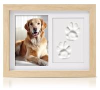 PewinGo Cadre commémoratif pour chiens et chats, cadre photo avec kit d'impression d'argile, kit de fabrication d'empreintes de pattes et présentoir photo pour photo de 15,2 x 10,2 cm, cadeau souvenir