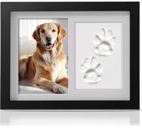 PewinGo Cadre commémoratif pour chiens et chats, cadre photo avec kit d'impression d'argile, kit de fabrication d'empreintes de pattes et présentoir photo pour photo de 15,2 x 10,2 cm, cadeau souvenir
