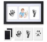 PewinGo Cadre Empreintes Bébé Encre avec Tampon Encreur Clean Touch, Kit Pieds et Mains Pour Nouveau-né Bébé-Noir