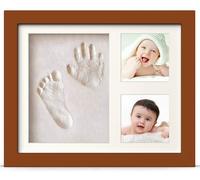 PewinGo Cadre Empreintes Bébé, Kit Empreinte Pieds et Mains Bebé pour Cadeau Nouveau Né Naissance, Personnalisé Kit d'impression de Cadre Photo pour Bébé-Noyer