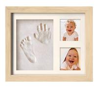 PewinGo Cadre Empreintes Bébé, Kit Empreinte Pieds et Mains Bebé pour Cadeau Nouveau Né Naissance, Personnalisé Kit d'impression de Cadre Photo pour Bébe-Oak