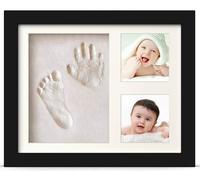 PewinGo Cadre Empreintes Bébé, Kit Empreinte Pieds et Mains Bebé pour Cadeau Nouveau Né Naissance, Personnalisé Kit d'impression de Cadre Photo pour Bébe - Noir