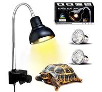 PewinGo Lampe Chauffante Tortue, Lampe Reptiles et Amphibiens avec 2 Ampoules Basking Spot UVA UVB et Pince Pivotante à 360 ° adapté pour Tortue, Serpent, Lézard, Cacatoès, Caméléon etc.