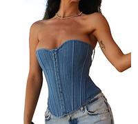 PEWRESLORS Corset en jean bleu