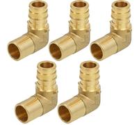 Pex-A Lot de 5 adaptateurs coudés à 90 degrés pour homme Expansion Pex 1/2" x 1/2" en laiton sans plomb Adaptateur F1960 pour connexion de tubes Pex-A