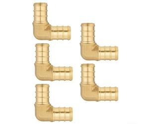 PEX Lot de 5 coudes en laiton à 90 degrés, 2,5 cm, pour tubes PEX-A/B/C, haute pression 1200 PSI et large plage de température de -53,9 °C à 121,1 °C, plomberie résidentielle/commerciale
