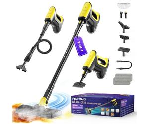 PEXCHO Balai Vapeur Multifonction 7 en 1, 1500W Chauffe en 15 Secondes | Élimine 99,9% des Virus et Bactéries,Sans Produits Chimiques, Bois Carrelage Marbre, Cordon 5m, Réservoir Amovible