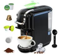 PEXCHO Machine à café multi-capsules 5-en-1, Chaud&Froid, DG, Cappuccino, Nespresso, café moulu, Pression de 20 bars, noir