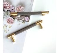 Pexintek Lot de 10 Poignées de Placard Modernes Dorées Espacement des Trous de 128 mm Poignées de Porte de Cuisine Poignées Vintage Pour Armoires de Cuisine, Commode, Armoire (Gris Doré)