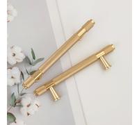 Pexintek Lot de 10 Poignées de Placard Modernes Dorées Espacement des Trous de 96 mm Poignées de Porte de Cuisine Poignées Vintage Pour Armoires de Cuisine, Commode, Armoire (Jaune Doré)