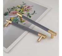 Pexintek Lot de 2 Poignées de Placard Modernes Dorées Espacement des Trous de 160 mm Poignées de Porte de Cuisine Poignées Vintage Pour Armoires de Cuisine, Commode, Armoire (Gris Doré)