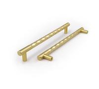 Pexintek Lot de 6 Poignées de meuble Modernes Dorées Espacement des Trous de 192mm poignee de Porte de Tiroir Vintage avec vis Pour placard de Cuisine, Commode, Armoire (Doré)