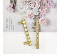 Pexintek Lot de 6 Poignées de meuble Modernes Dorées Espacement des Trous de 96mm poignee de Porte de Tiroir Vintage avec vis Pour placard de Cuisine, Commode, Armoire (Doré)