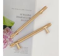 Pexintek Lot de 6 Poignées de Placard Modernes Dorées Espacement des Trous de 128 mm Poignées de Porte de Cuisine Poignées Vintage Pour Armoires de Cuisine, Commode, Armoire (Jaune Doré)