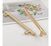 Pexintek Lot de 6 Poignées de Placard Modernes Dorées Espacement des Trous de 160 mm Poignées de Porte de Cuisine Poignées Vintage Pour Armoires de Cuisine, Commode, Armoire (Jaune Doré)