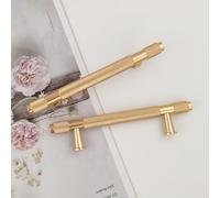 Pexintek Lot de 6 Poignées de Placard Modernes Dorées Espacement des Trous de 96 mm Poignées de Porte de Cuisine Poignées Vintage Pour Armoires de Cuisine, Commode, Armoire (Jaune Doré)