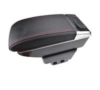 Pexorin Boîte de rangement Console centrale double couche accoudoir en cuir PU plateau d'accoudoir, for ford, for Ecosport, 2013-2017 Accoudoir de voiture(Red thread)