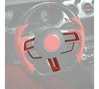 Pexorin Couverture de Cadre de Garniture de Volant de Voiture 5 pièces, for, for Ford, for, for Mustang, 2015-2019 Rouge Enveloppe de Volant