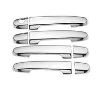 Pexorin Garniture de poignée de porte de voiture en fibre de carbone chromée, for Toyota, Allion Premio T240 2001-2006, accessoires de style couvre-poignée de porte de voiture(BLACK Silver 1 Keyhole)